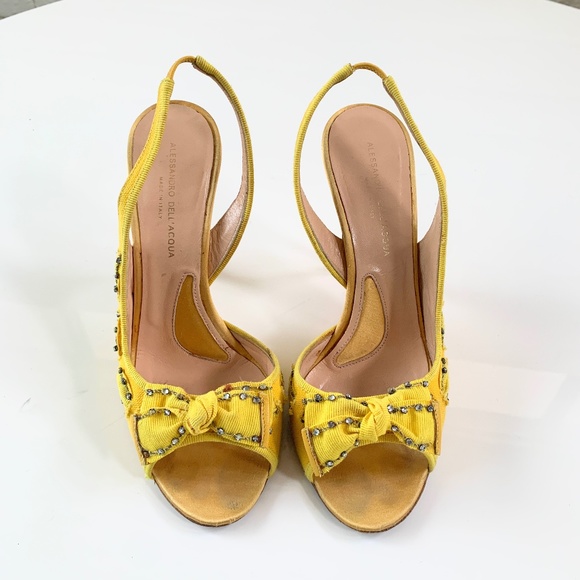 COPY - Alessandro Dell'Acqua Yellow Slingback Heels - Picture 1 of 4